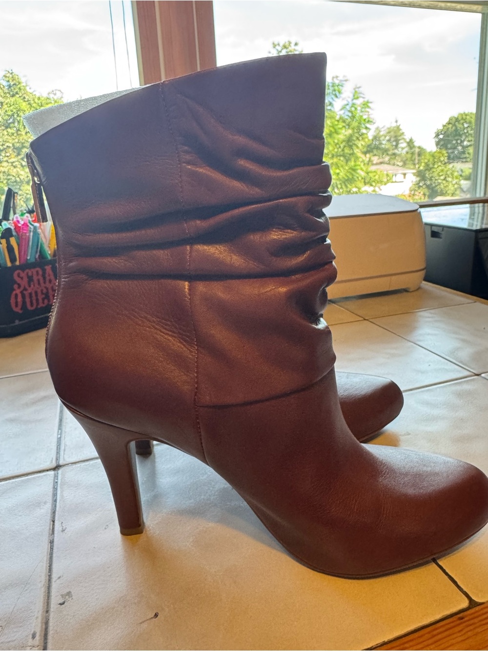 INC International Concepts Brown Slouch Heel Ankle Boots